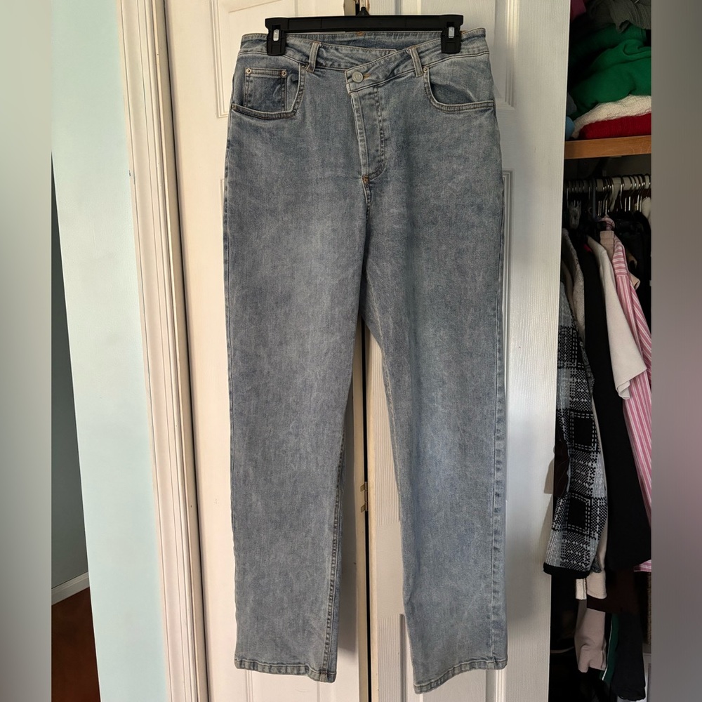 RehabLab crossover button denim jeans